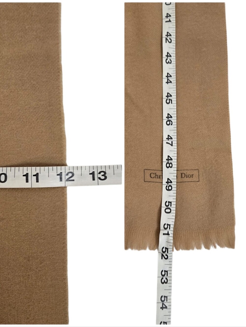 Christian Dior Beige 100% Merino Wool Frayed Scarf - Picture 10 of 11